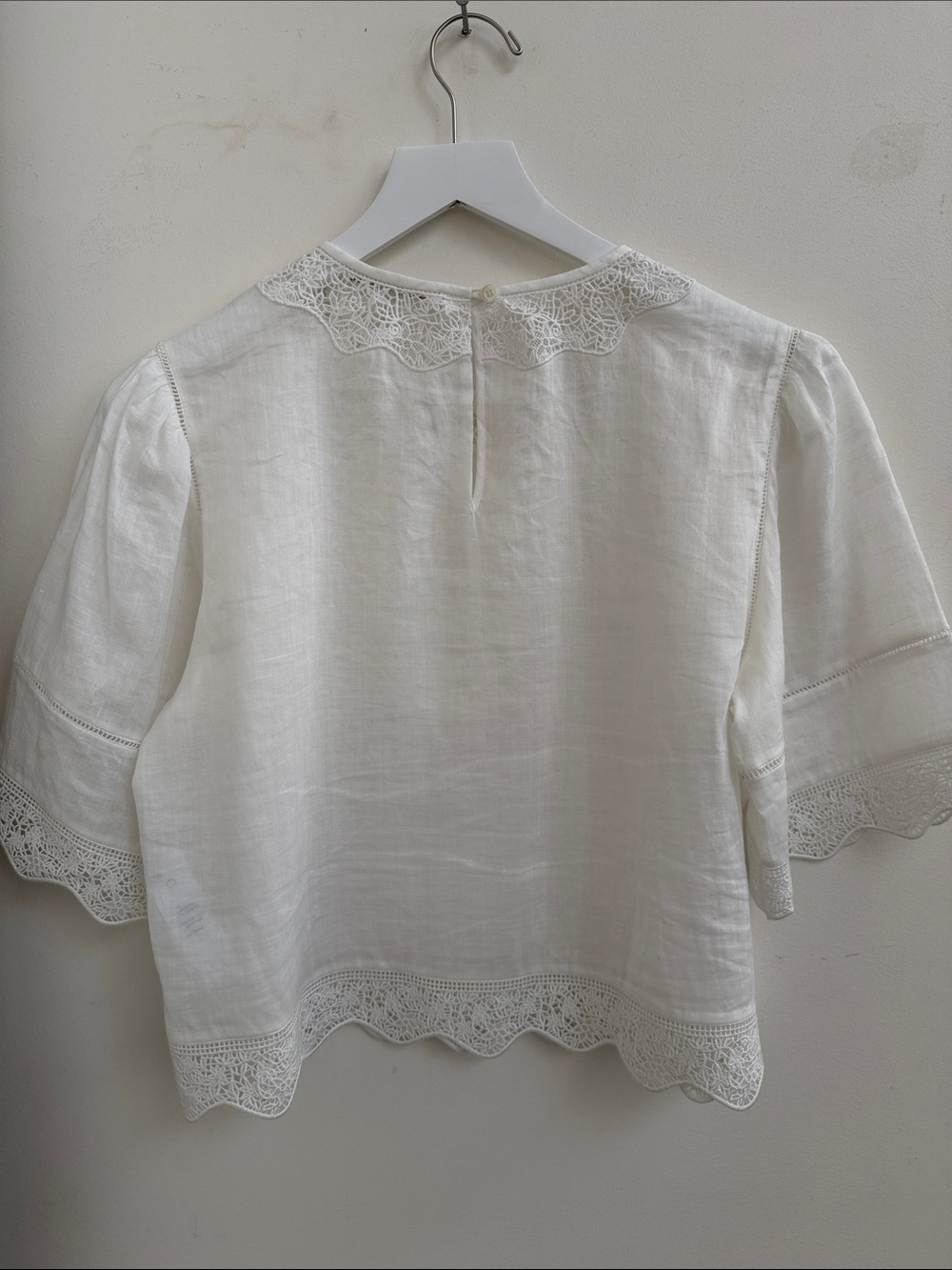 Frame Denim White Linen lace Crochet-Trim Blouse XS/TP women’s - Picture 5 of 6
